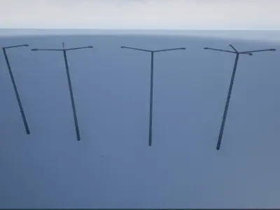 Street Lamp Poles Low-poly 3D model