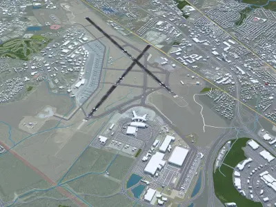 Charleston international Airport 12km Low-poly 3D model