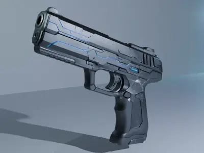 Sc-iFi Weapon Pack Pistol-Knife-SMG Low-poly 3D model