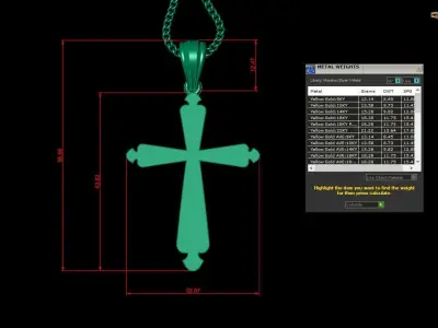 Light Gold 18K Cross Pendant 2CP024 3D print model