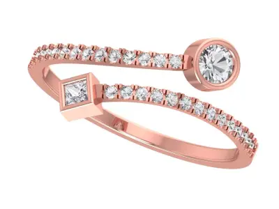 Solitaire Women Light Weight Princess Round Stone Band Ring 3D print model