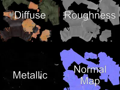 Biker Warrior Rigged and Animated Character D Model Low-poly 3D model