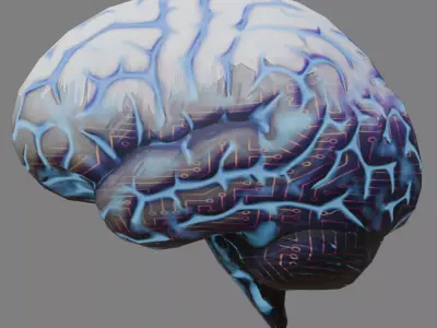 Stylized Cybernetic Brain Low-poly 3D model