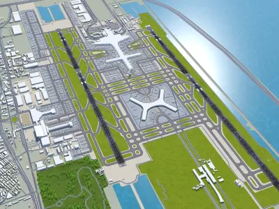 Shenzhen Baoan International Airport 15km Low-poly 3D model