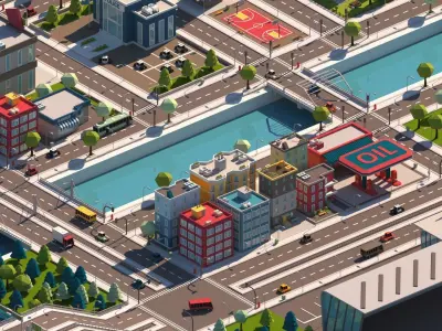 Cartoon City Pack Low-poly 3D model