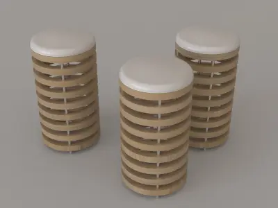 Table and chairs Low-poly 3D model