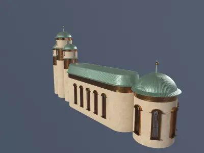Modular Old  temple Low-poly 3D model