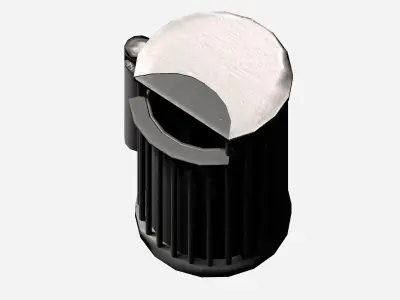 Grey circular cage trash with carrier bag and cigarette Low-poly 3D model