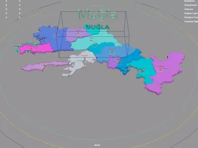 Mugla  Aegean Region  Turkey map region geography political 3D model