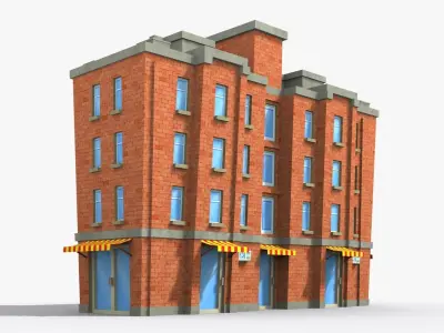 Cartoon Building x26 Low-poly 3D model