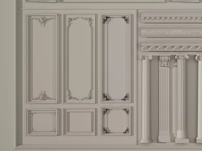 Collection stucco molding frame Low-poly 3D model