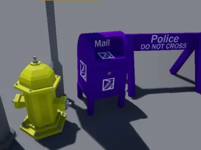 Simple Street Kit Low-poly 3D model