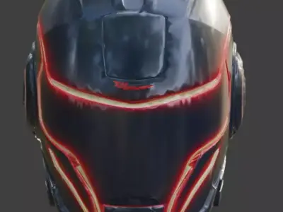 Cyber-Synthetic Interceptor Helmet 3D Model Low-poly 3D model