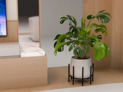 Modern Exhibition Booth with Wood Finish and LED 3D Model 3D model