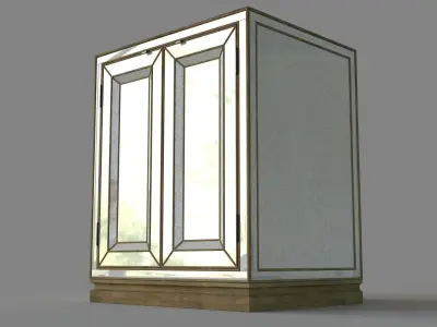 Bedroom Sanctuary Two-Door Mirrored Nightstand - Visage 3D model