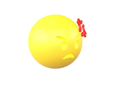 Angry Face With Anger Symbol Pack Vol 1 Low-poly 3D model