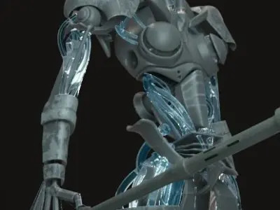 sciff futuristic woman holding sword 3D model