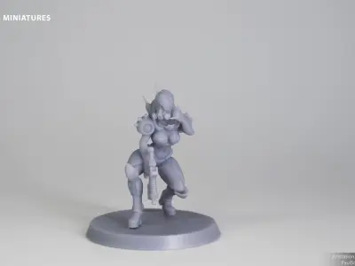 Cyberpunk Mercenary Pose 2 - 4 Variants and Pinup 3D print model