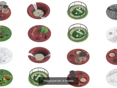 Playground set parkland design 3D Model Pack