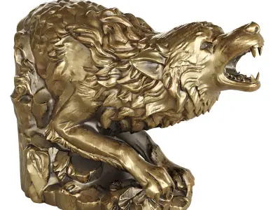 wolf statue 3 3D model