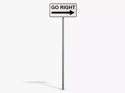 Go Right Sign Low-poly 3D model