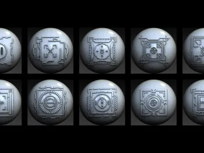 50 Sci -Fi Hologram VDM Brushes for Zbrush Vol 2 3D model