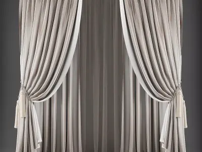 Curtains pair of Low-poly 3D model get
