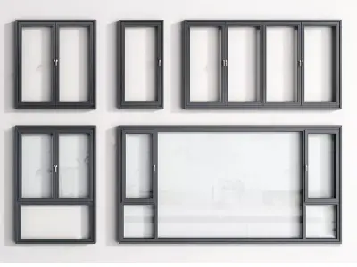 modern windows glass Sliding Architecture 3D model 22