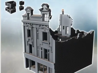 Ruined baroque-style building with a ground-floor shop 13 - Mode 3D print model