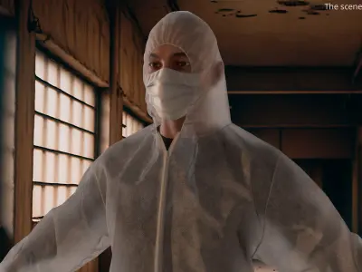  Protective Disposable Jumpsuit with Underwear on Male 