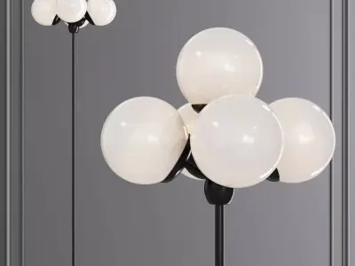 Modo Floor Lamp 5 Globes Black and Cream Glass 3D model
