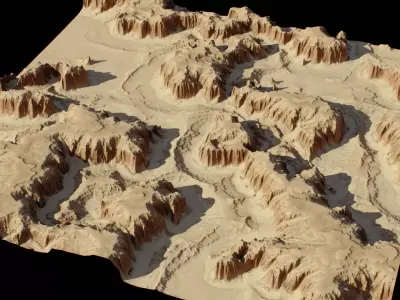 Realistic PBR Sandy Canyon 3D Terrain Environment Low-poly 3D model