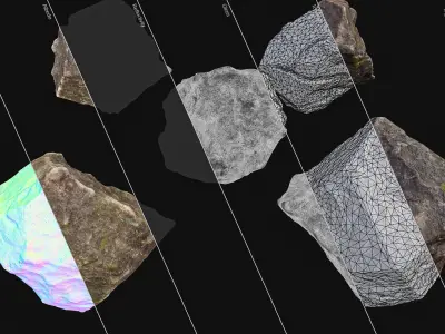 Stone set mountain Low-poly 3D model