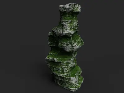 Mossy Cliff Rock 23-1 Low-poly 3D model