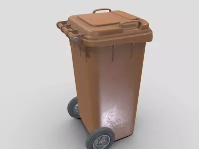 Brown plastic waste bin 240 liters 1075x515x582 Low-poly 3D model