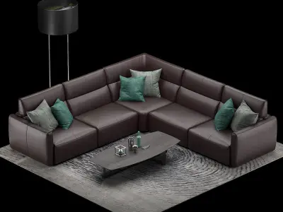 Natuzzi Galaxy sofa corner 3D model