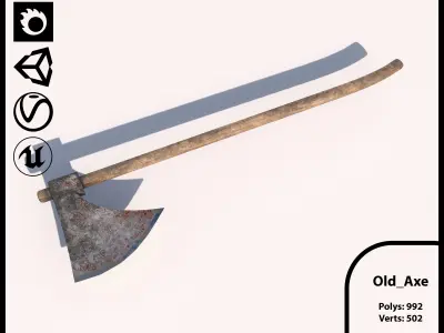 Axe Billet Wooden Log Low-Poly Game Ready Model Low-poly 3D model