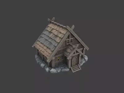 Viking Longhouse Low-poly 3D model