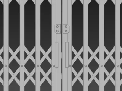Free Size Scissor Gate or Collapsible gate Low-poly 3D model