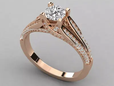 Women Light Weight Solitare Diamond Wedding Ring   28 3D print model