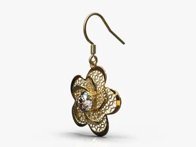 Floral earrings 3D print model