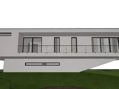 Modern cantilevered villa with panoramic glazing 3D model