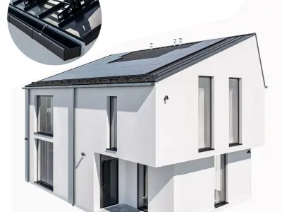 Modern house 20 at night 3D model