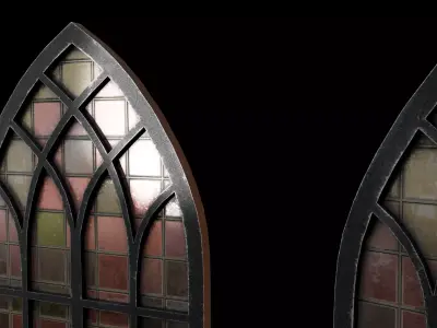 Stained Glass Gothic Window  Low-poly 3D model