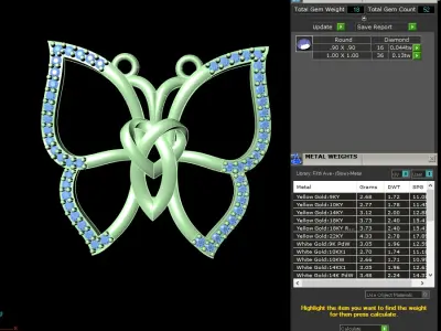 light weight yellow gold  diamond pendent -DOC-P8080 3D print model