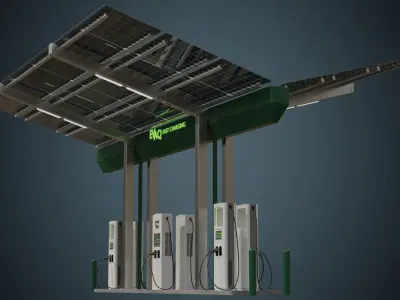 Solar Charging Station 1A Low-poly 3D model