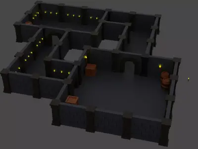 Low Poly Dungeon room in castle Free low-poly 3D model
