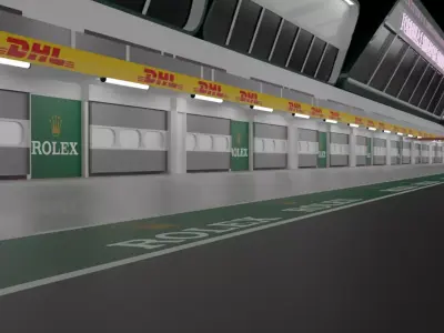 F1 Pitlane Low-poly 3D model