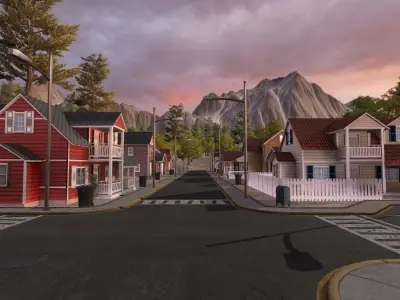 Residential Houses Low-poly 3D model