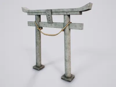 Japanese Hachiman Torii Gate - 5 Variants Low-poly 3D model
